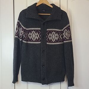 Vintage Gap Cardigan Sweater Convertible Neck Wool Camel Hair Blend Gray Size M